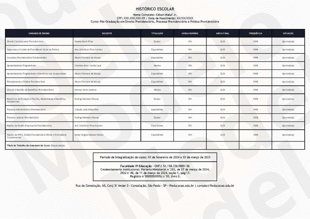 Verso do Certificado