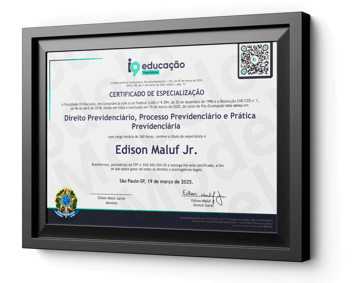 Certificado Impresso Oficial i9 Educação